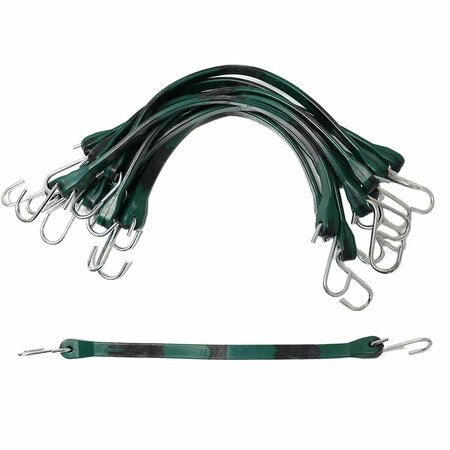 BOXER TOOLS 21-in. Rubber Bungee Cords HD Outdoor- 100% EPDM WeatherProof w/Crimped S Hook, 10PK 66104